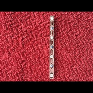 Antique sapphire diamond platinum 14k pin